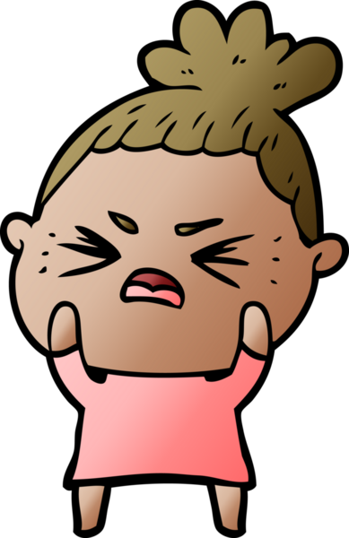 Bir insan tarafından çizilmiş kızgın bir kadın.