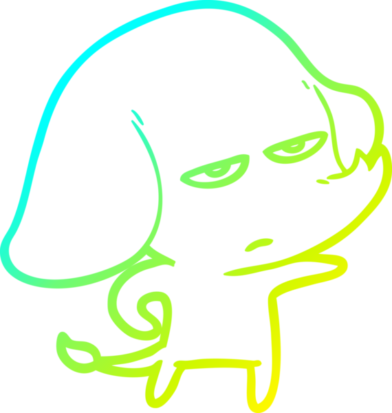 Bir insan tarafından çizilmiş soğuk bir çizgi film filinin çizimi.