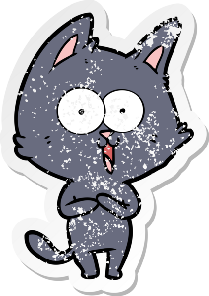 Bir insan tarafından çizilmiş komik bir çizgi film kedisinin sıkıntılı çıkartması.