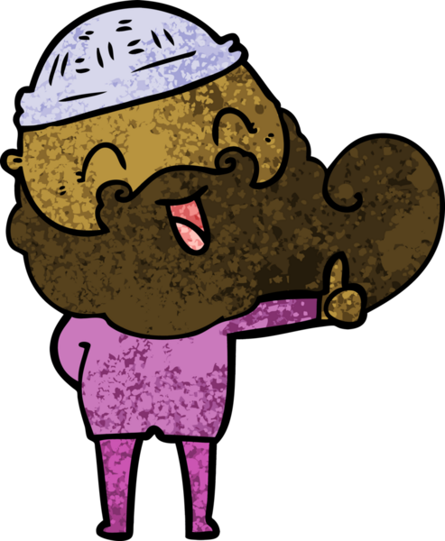 Bir insan tarafından çizilmiş mutlu sakallı adam.