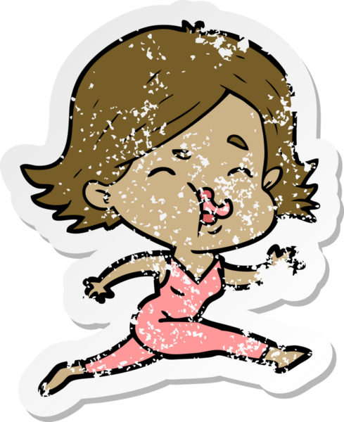 Bir insan tarafından çizilmiş karikatür kızının sıkıntılı çıkartması.