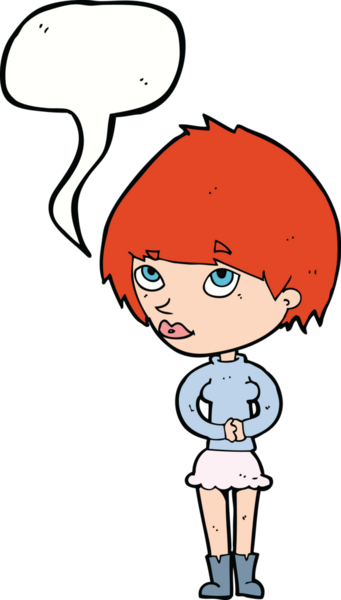 Bir insan tarafından çizilmiş konuşma balonu olan sinirli bir karikatür kadını.