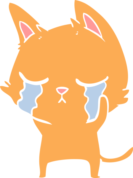 Bir insan tarafından çizilmiş düz renkli çizgi film kedisi.