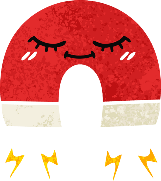 Bir insan tarafından çizilmiş mıknatısın retro illüstrasyon tarzı karikatürü