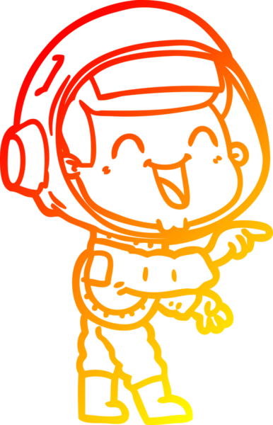 Bir insan tarafından çizilmiş mutlu bir astronotun sıcak çizgi çizimi