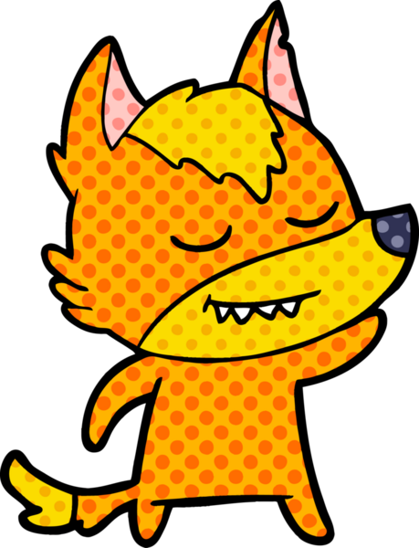 Bir insan tarafından çizilmiş tilki çizgi film karakteri