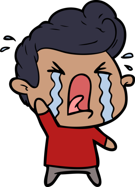 Bir insan tarafından çizilmiş ağlayan bir karikatür.