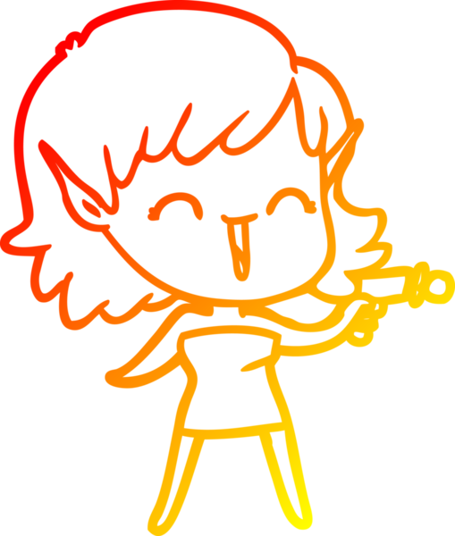 Bir insan tarafından çizilmiş çizgi film karakteri bir elf kızı çizimi