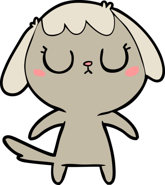 Bir insan tarafından çizilmiş şirin bir çizgi film köpeği.