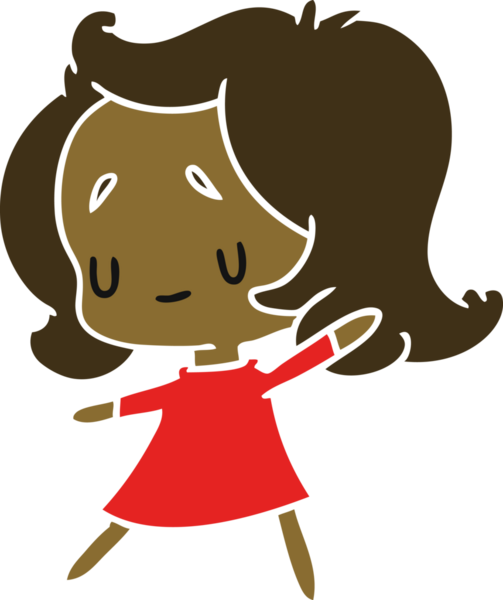 Bir insan tarafından çizilmiş sevimli bir kawai kızının çizgi film çizimi