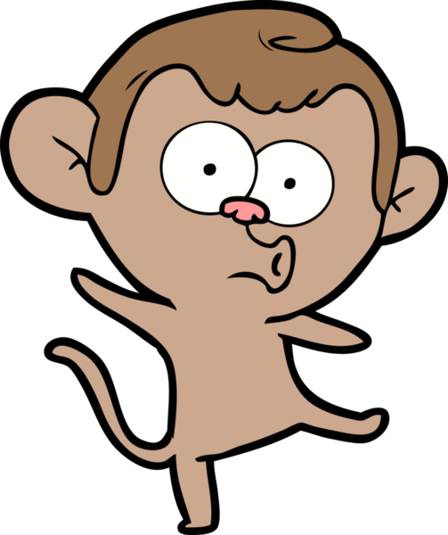 Bir insan tarafından çizilmiş, şaşırmış maymun çizgi filmi.