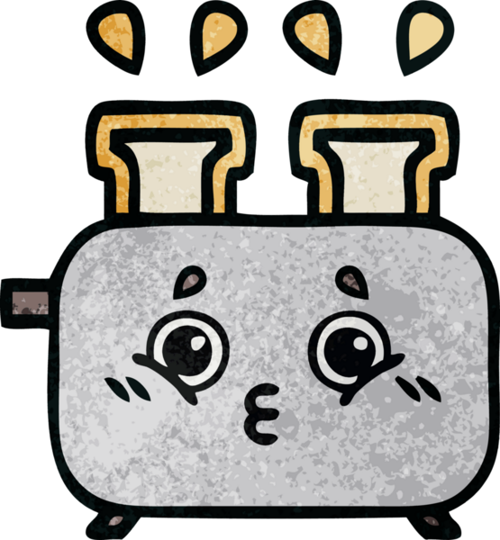 Bir insan tarafından çizilmiş bir tost makinesinin retro grunge doku karikatürü