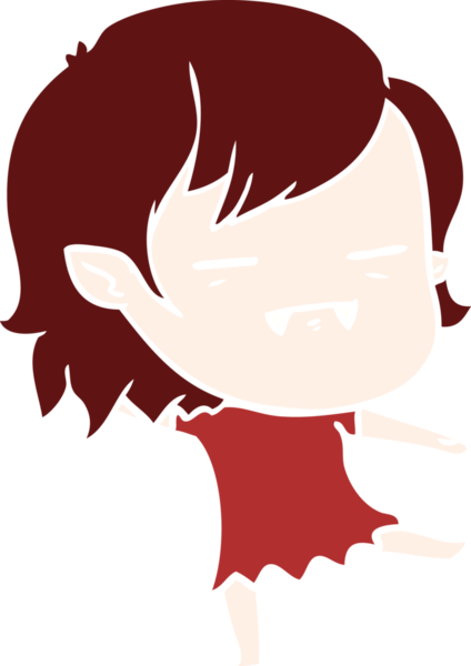 Düz renkli çizgi film. Bir insan tarafından çizilmiş ölümsüz vampir kız.