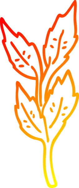 Bir insan tarafından çizilen çizgi film yapraklarının sıcak gradyan çizimi