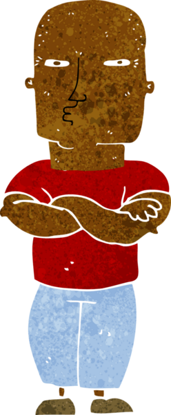 Bir insan tarafından çizilmiş sert adam çizgi filmi.