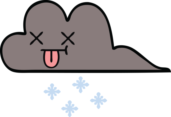 Bir insan tarafından çizilmiş kar bulutunun sevimli karikatürü.