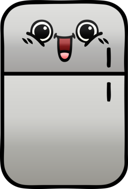 Bir insan tarafından çizilmiş bir buzdolabının gölgelenmiş karikatürü.