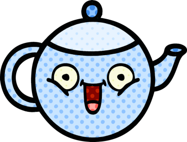 Bir insan tarafından çizilmiş bir çaydanlığın çizgi romanı.