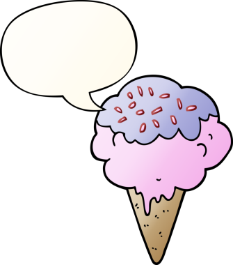 bir insan tarafından çizilmiş, konuşma baloncuklu çizgi film dondurması.