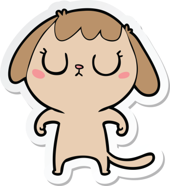 Bir insan tarafından çizilmiş şirin bir köpeğin çıkartması.