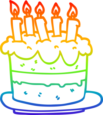 gökkuşağı gradyan çizgisi bir insan tarafından çizilmiş bir doğum günü pastası