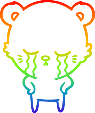 Bir insan tarafından çizilmiş ağlayan çizgi film ayısının çizimi.