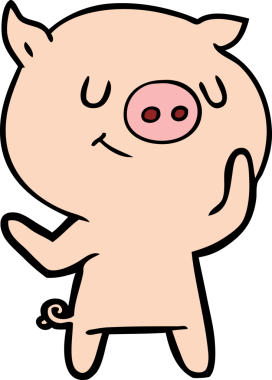 Bir insan tarafından çizilmiş mutlu çizgi film domuzu.