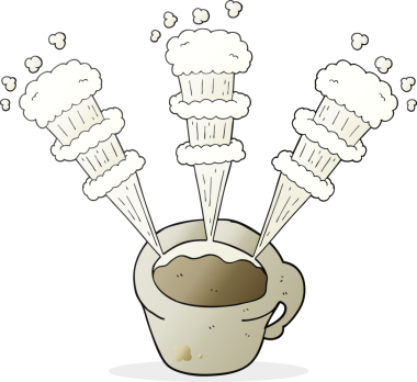 Bir insan tarafından çizilmiş sıcak kahve fincanı.