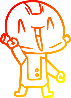 Bir insan tarafından çizilen çizgi film robotunun sıcak çizgi çizimi