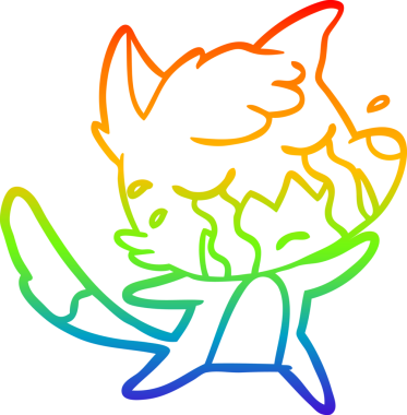 Bir insan tarafından çizilmiş ağlayan tilki çizgi filminin çizimi.