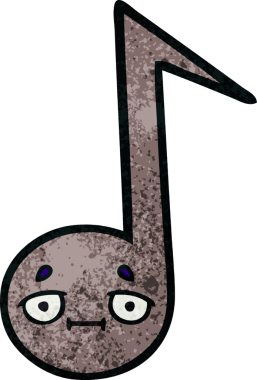 Bir insan tarafından çizilmiş müzikal notanın retro grunge desen karikatürü