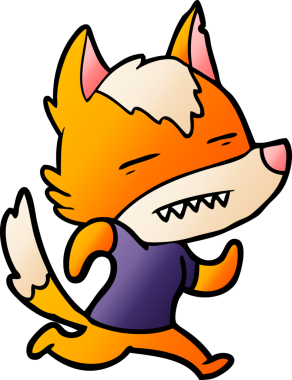 Bir insan tarafından çizilmiş tilki çizgi film karakteri