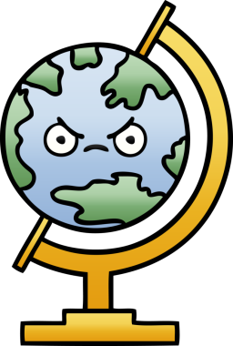 Bir insan tarafından çizilmiş dünyanın gölgeli bir karikatürü.