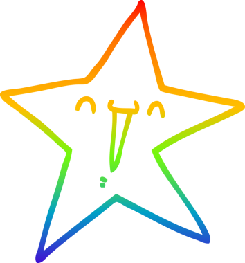 gökkuşağı gradyan çizimi bir insan tarafından çizilmiş mutlu bir çizgi film yıldızı