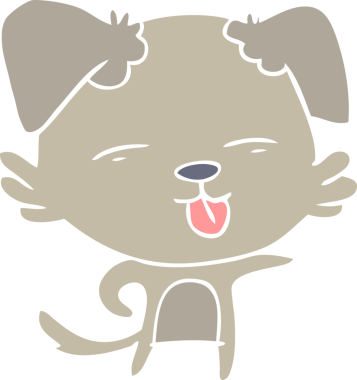 Bir insan tarafından çizilmiş düz renkli çizgi film köpeği.