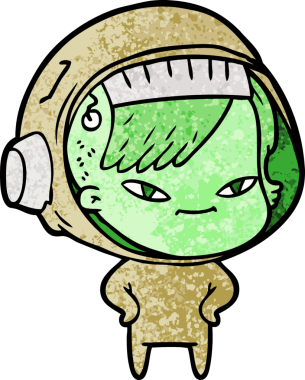 Bir insan tarafından çizilmiş astronot kadın.