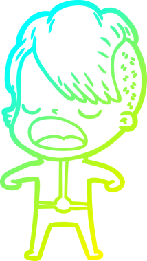 Bir insan tarafından çizilmiş havalı bir hippi kızın soğuk gradyan çizimi.