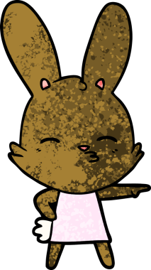 Bir insan tarafından çizilmiş meraklı tavşan çizgi filmi.