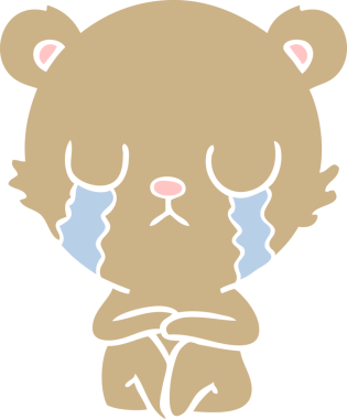 Bir insan tarafından çizilmiş düz renkli çizgi film ayısı.