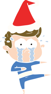 Bir insan tarafından çizilmiş Noel Baba şapkası giymiş ağlayan bir dansçının el çizimi.
