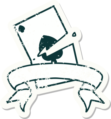 Bir insan tarafından çizilmiş yırtık bir kartın pankartı olan eski bir etiket.