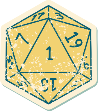 Retro Dövme Biçimi Doğal 1D20 zar bir insan tarafından çizildi