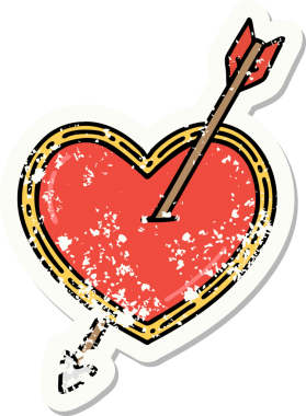 Bir insan tarafından çizilmiş ok ve kalp şeklinde dövmesi var.