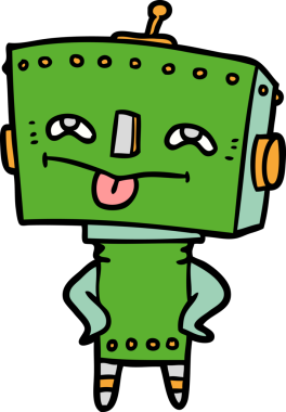 Bir insan tarafından çizilmiş çizgi film robotu