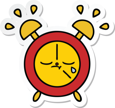 Bir insan tarafından çizilmiş şirin bir çizgi film çalar saatinin çıkartması.