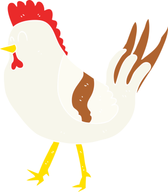 Bir insan tarafından çizilmiş tavuğun düz renk çizimi