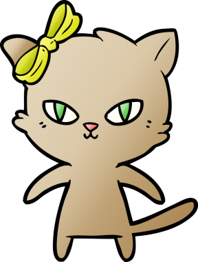 Bir insan tarafından çizilmiş sevimli çizgi film kedisi.