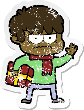 Bir insan tarafından çizilmiş kızgın bir çizgi film çocuğunun sıkıntılı çıkartması.