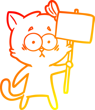 Bir insan tarafından çizilmiş çizgi film kedisinin sıcak çizgi çizimi