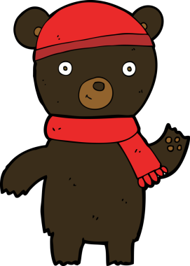 Bir insan tarafından çizilmiş siyah ayı sallayan çizgi film.